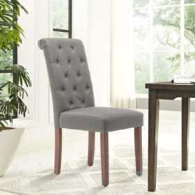 Qwork Furniture Classic Fabric Dining Chair with Wooden Legs - Set of 2 | The SUP Desk