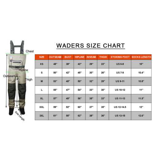 The SUP Desk Kylebooker Fishing Breathable Stockingfoot Chest Waders KB001 - Image 3