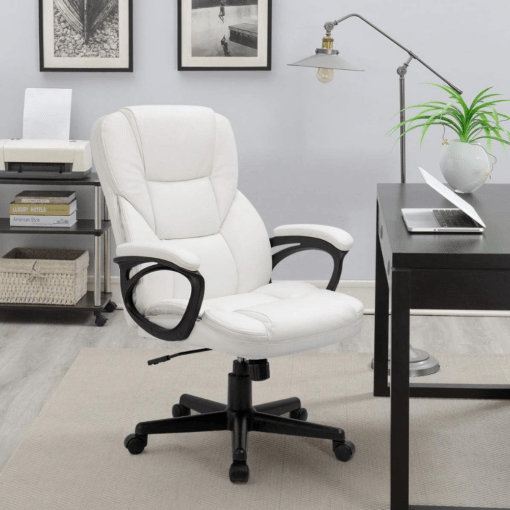 The SUP Desk Faux Leather High-Back Executive Ergonomic Swivel Office Chair with Lumbar Support - Image 4
