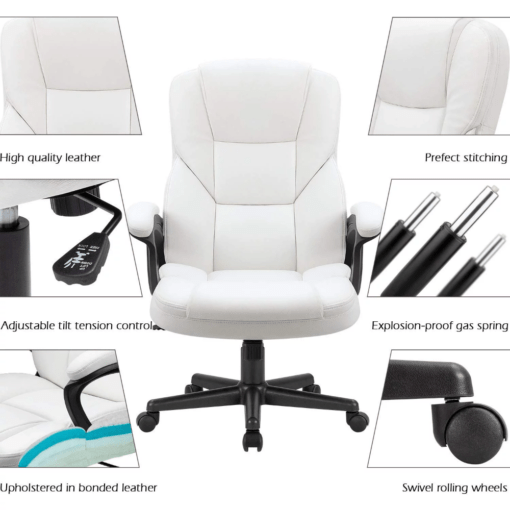 The SUP Desk Faux Leather High-Back Executive Ergonomic Swivel Office Chair with Lumbar Support - Image 2
