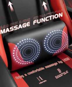 Lacoo PU Leather Gaming Chair Massage Ergonomic Gamer Chair Height Adjustable Computer Chair with Footrest Lumbar 2