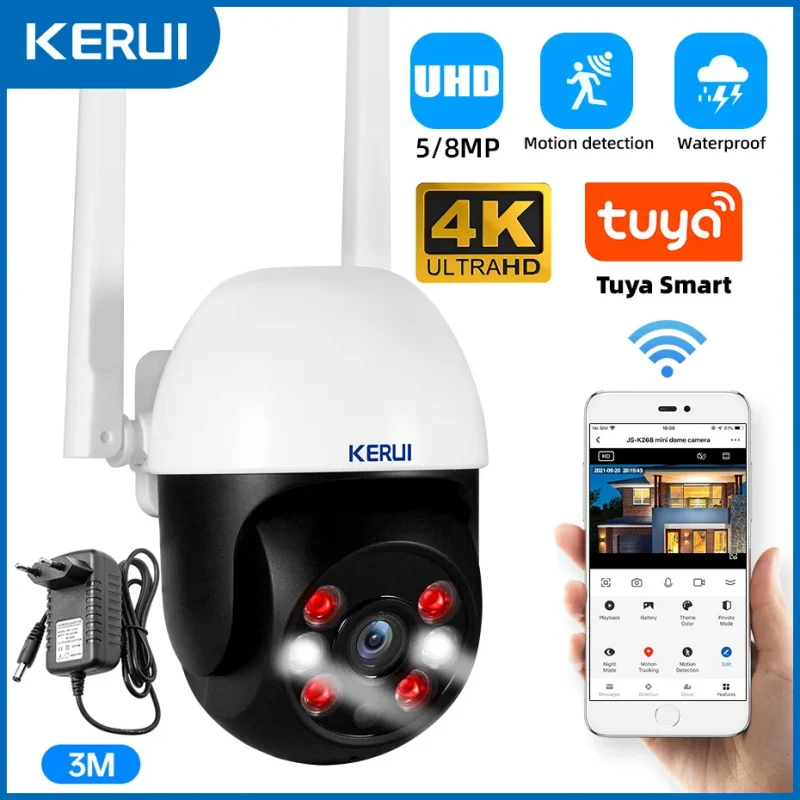 KERUI 4K PTZ WiFi Security Camera – Wireless Waterproof Outdoor CCTV Surveillance with Smart Tracking